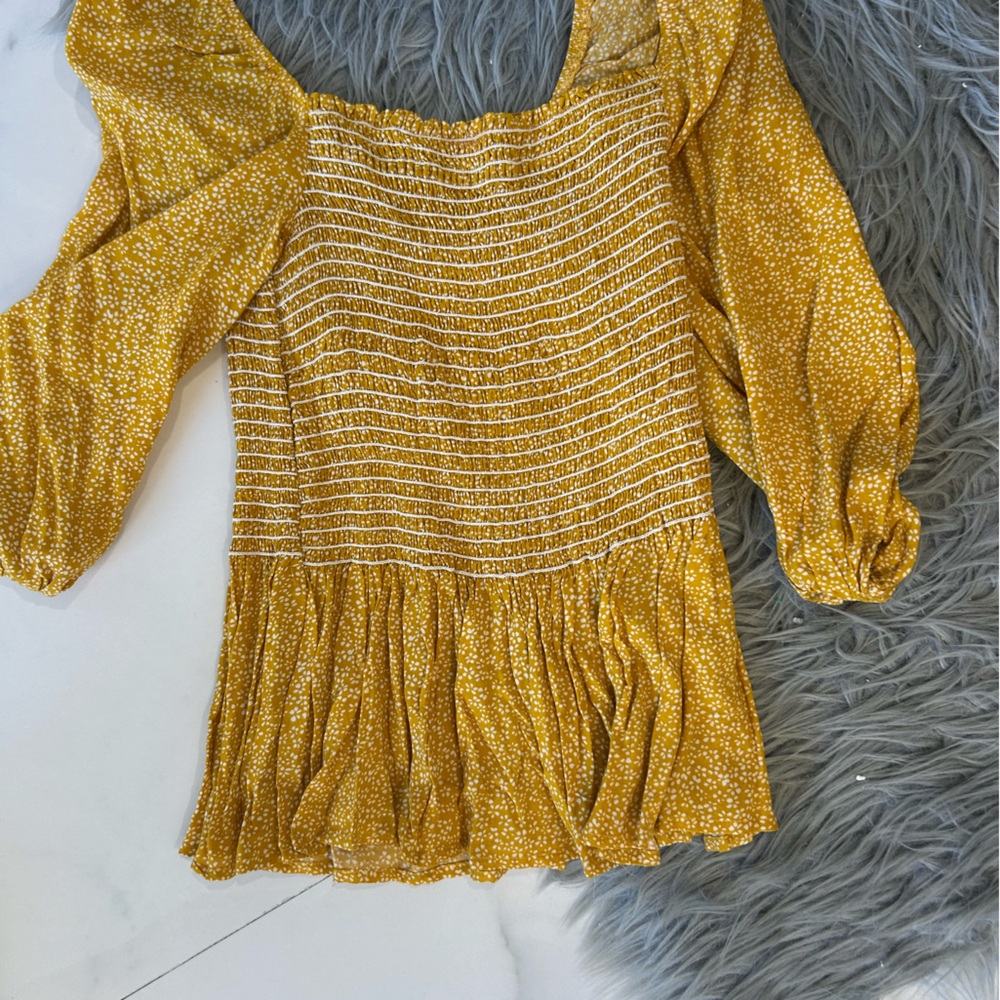 Yellow Smocked Off-Shoulder Top